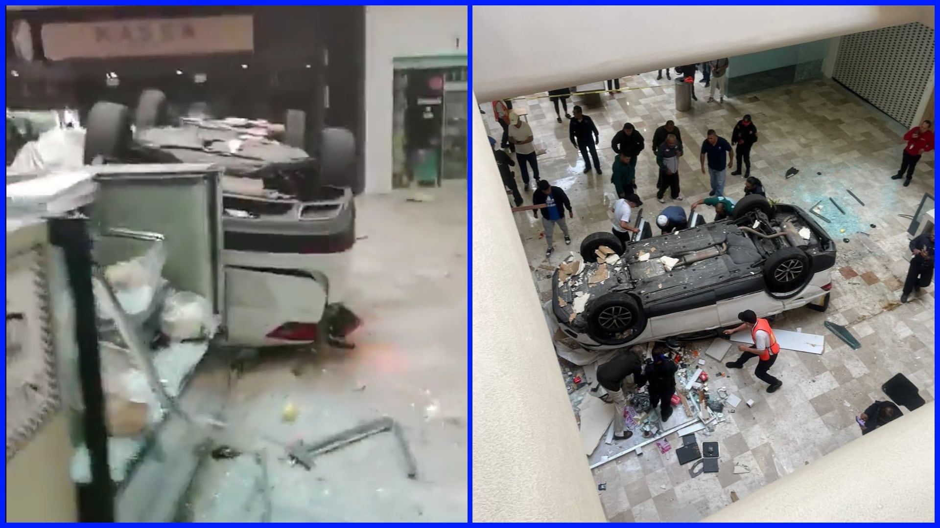 Auto cae desde estacionamiento en Plaza Lilas; hay una herida Auto cae desde estacionamiento en Plaza Lilas; hay una herida