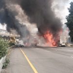 Incendio tras choque en la México-Toluca Incendio tras choque en la México-Toluca