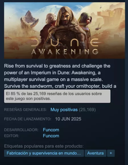 “Dune: Awakening, el MMO que conquista Steam” "Dune: Awakening, el MMO que conquista Steam"