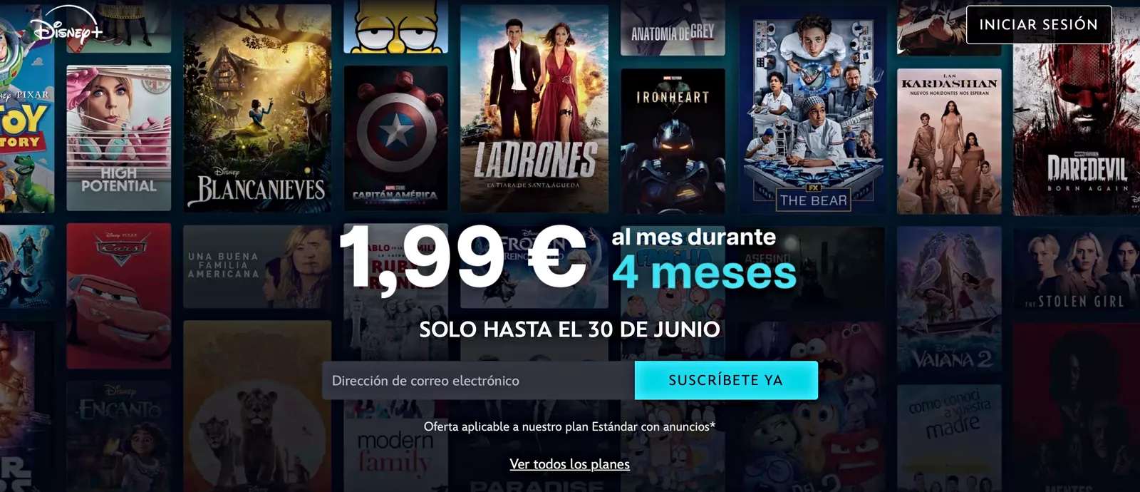Oferta Disney+ Plan Estándar con Anuncios